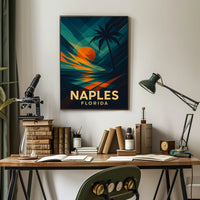 Naples Florida Sunset Vibes Poster Wall Art 18x24 Inches