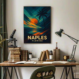 Naples Florida Sunset Vibes Poster Wall Art 18x24 Inches