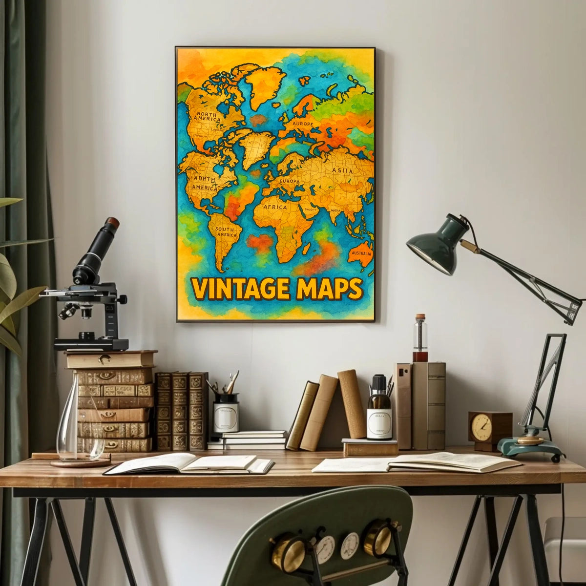 Vintage World Map Art Print Adventure Travel Poster