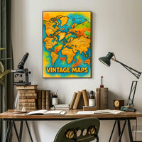 Vintage World Map Art Print Adventure Travel Poster
