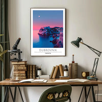 Dubrovnik Twilight Coast Travel Poster