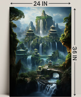 Enchanted Waterfall City Poster