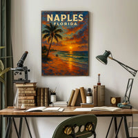 Naples Florida Sunset Poster Wall Art 18x24 Coastal Decor