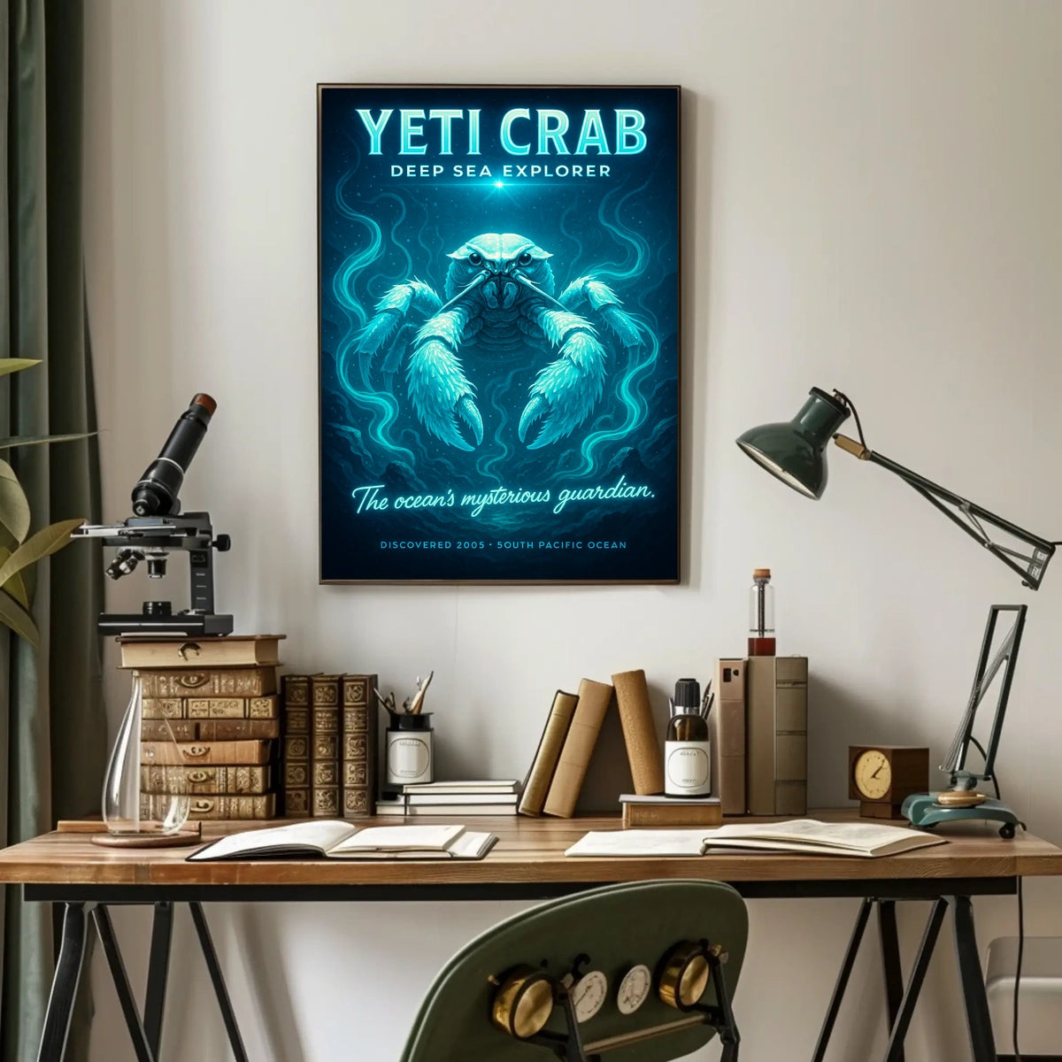 Yeti Crab Deep-Sea Fantasy Illustration Poster
