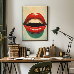 Glossy Red Lips Pop Art Glossy Lips Close-up Poster