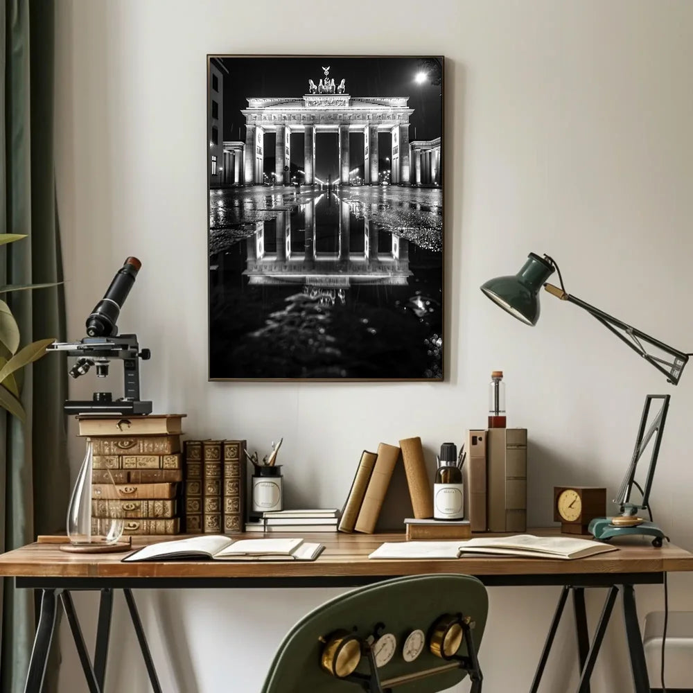 Brandenburg Gate Berlin Night Photorealistic Poster Print
