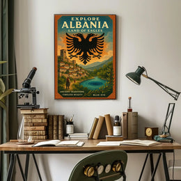 Albania Scenic Landscape Vintage Architecture Traditions Poster