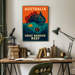 Great Barrier Reef Vintage Travel Adventure Poster