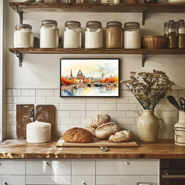 Autumn Cityscape by the River Poster
