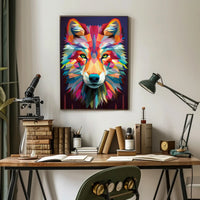 Geometric Wolf Art Poster PosterGoat
