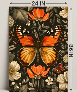 Vibrant Butterfly and Flowers Decorative Animal Poster