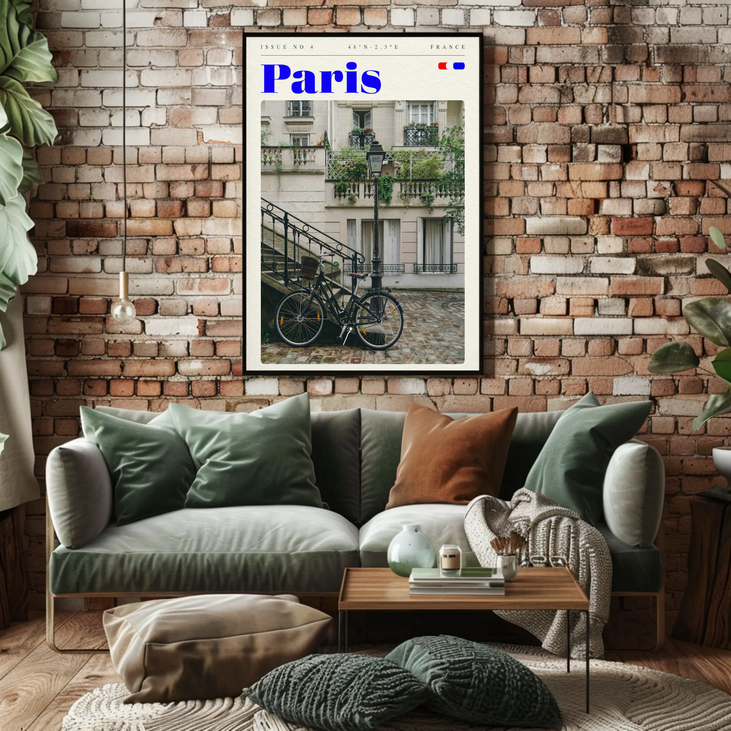 Parisian Street Bike Scene Vintage Travel Poster