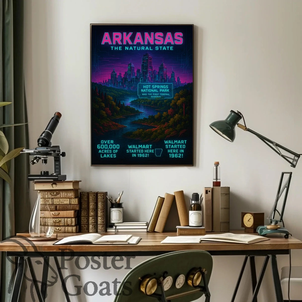 Arkansas Scenic Hot Springs Cityscape Travel Poster