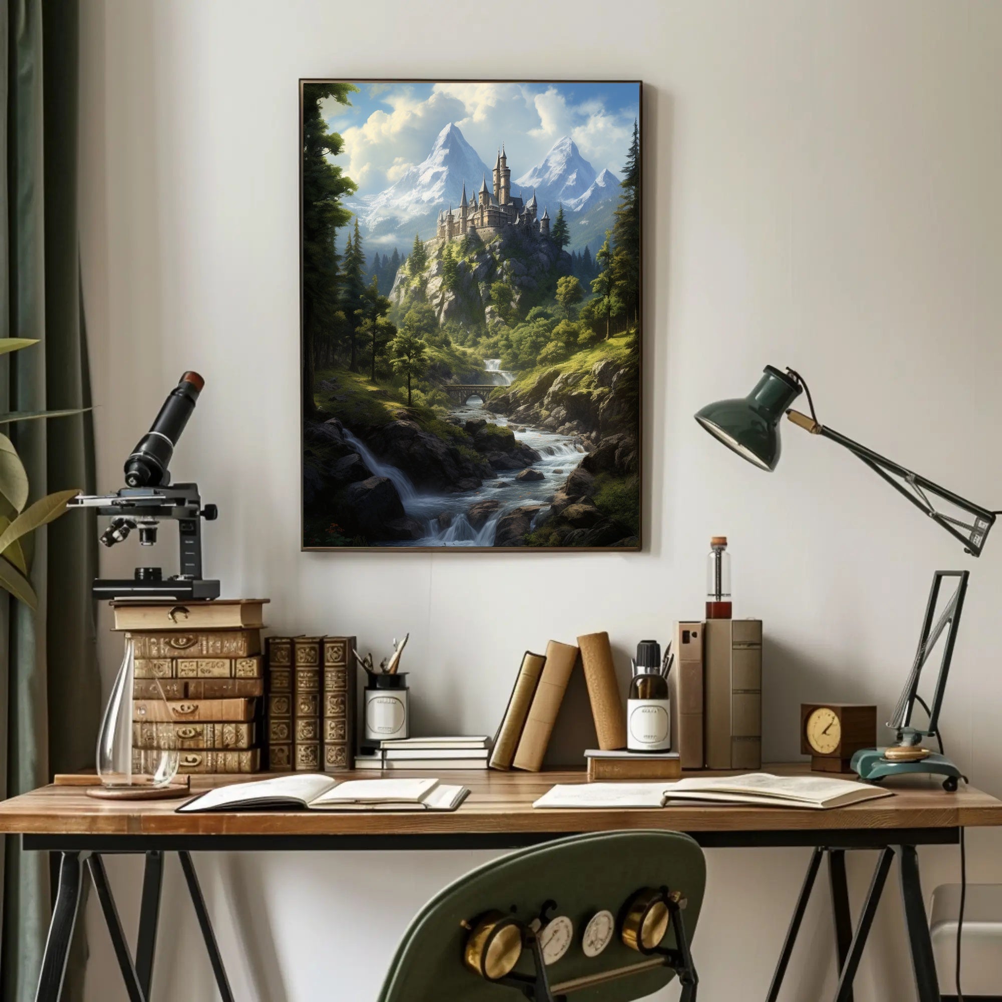 Enchanted Mountain Castle Poster PosterGoat