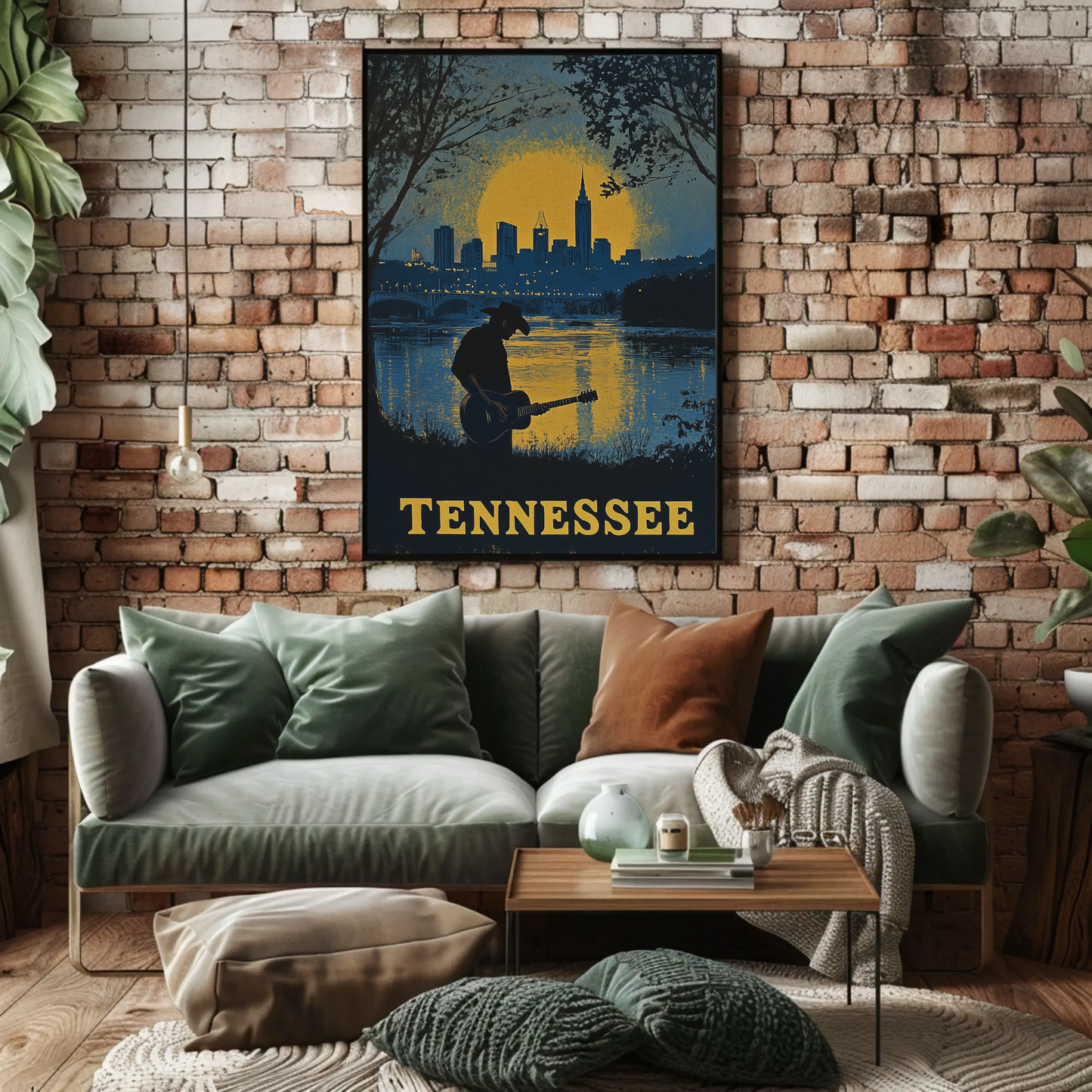 Tennessee Vintage Poster - Music and Cityscape