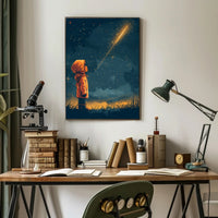 Dreamy Child Gazes at Stars Space or Astronomy Poster PosterGoat