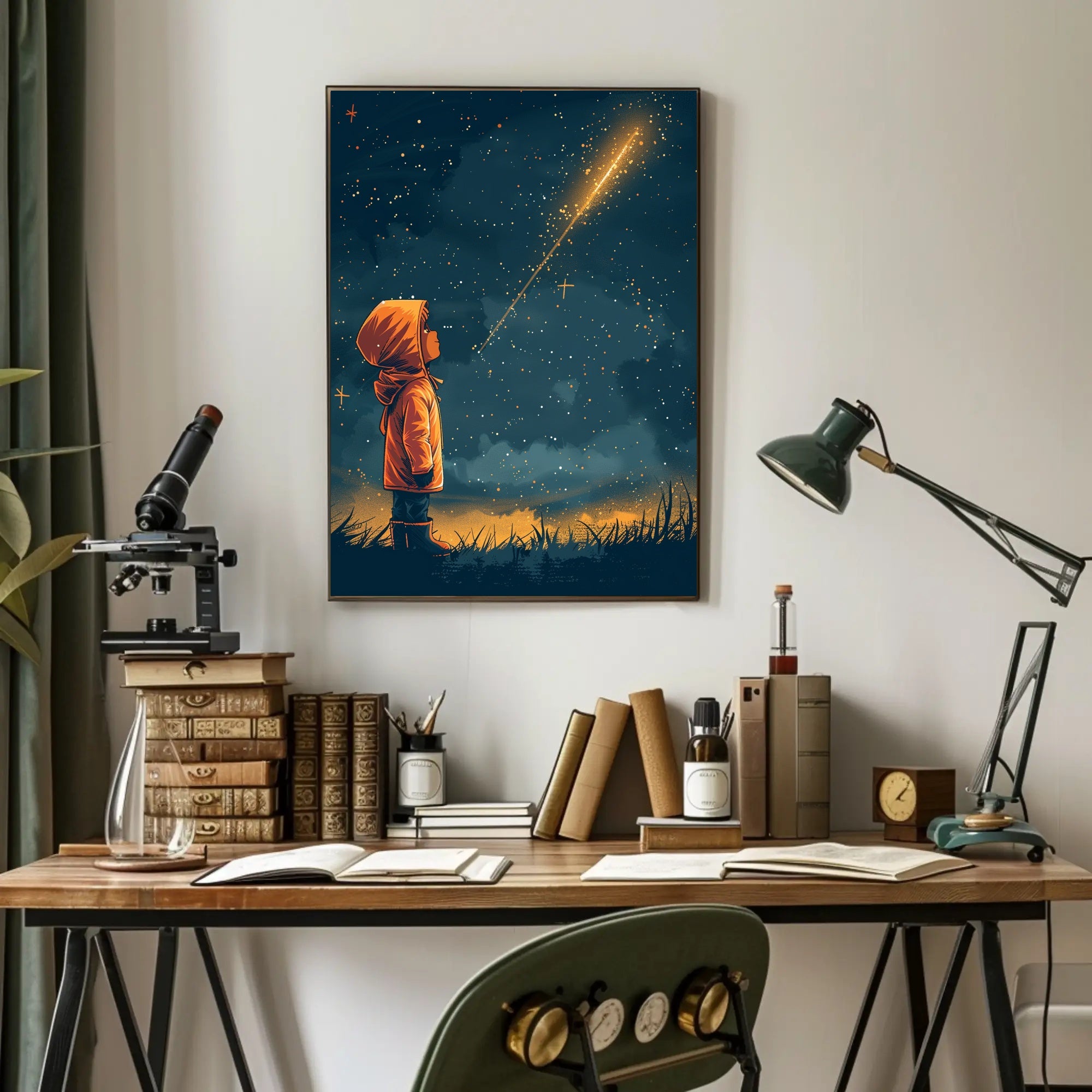 Dreamy Child Gazes at Stars Space or Astronomy Poster PosterGoat