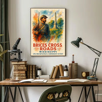 Battle of Brice's Crossroads Watercolor Poster Art