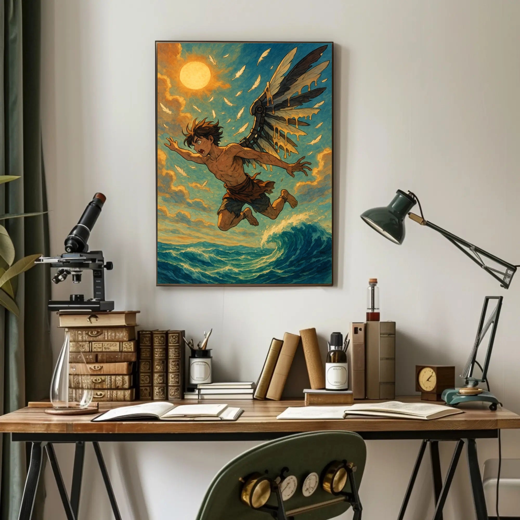 Icarus Inspired Myth Art in Vintage Painterly Style Poster