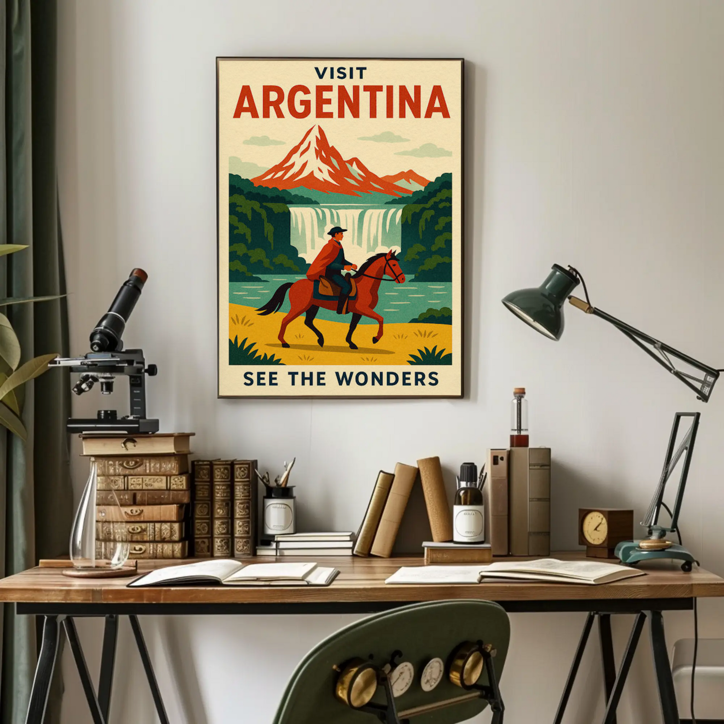 Visit Argentina Gaucho Waterfalls Adventure Travel Poster