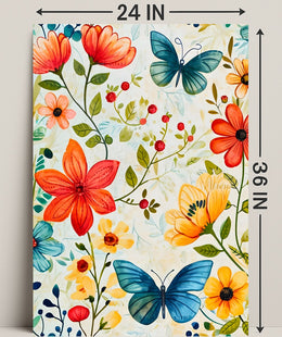 Vibrant Floral Garden: Watercolor Art Poster for Homes