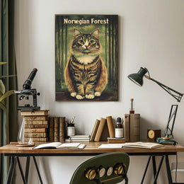 Norwegian Forest Cat Portrait Art Print Decor Poster