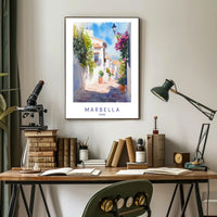 Marbella: A Picturesque Spanish Street Poster PosterGoat