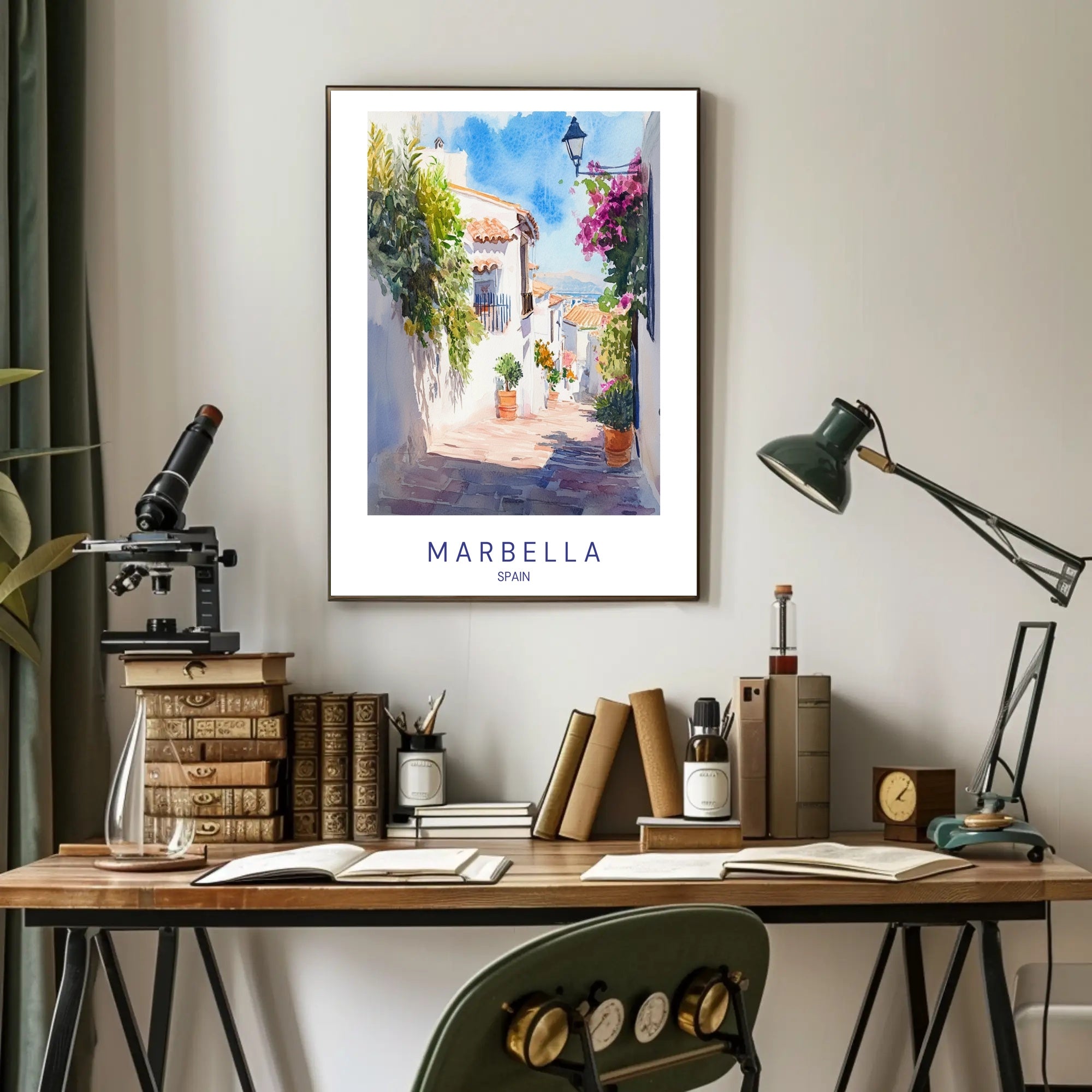 Marbella: A Picturesque Spanish Street Poster PosterGoat