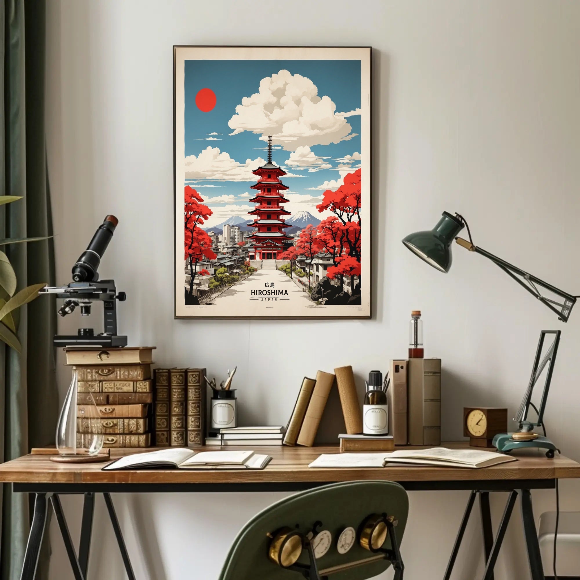 Hiroshima Vintage Travel Poster in Japanese Aesthetic