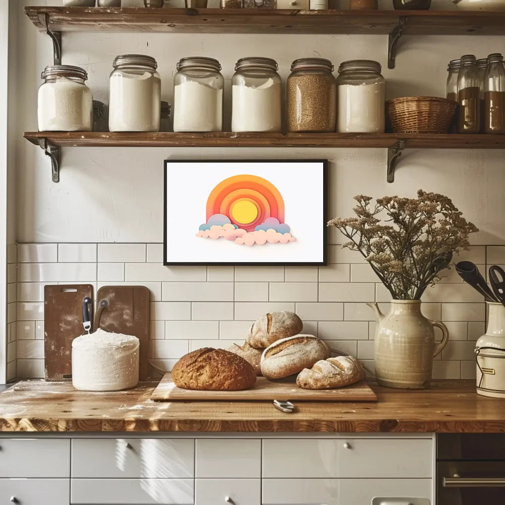 Modern Abstract Sunrise Sunset Paper Art Poster