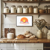 Modern Abstract Sunrise Sunset Paper Art Poster