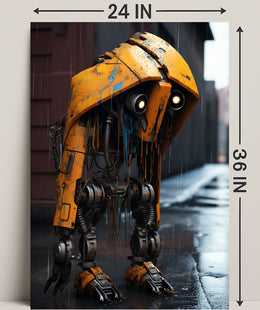 The Lonely Robot In The Rain Poster PosterGoat