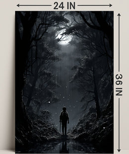 Moonlit Journey Through The Forest Poster