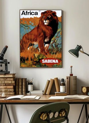Africa Wildlife Travel Adventure Sabena Airlines Poster
