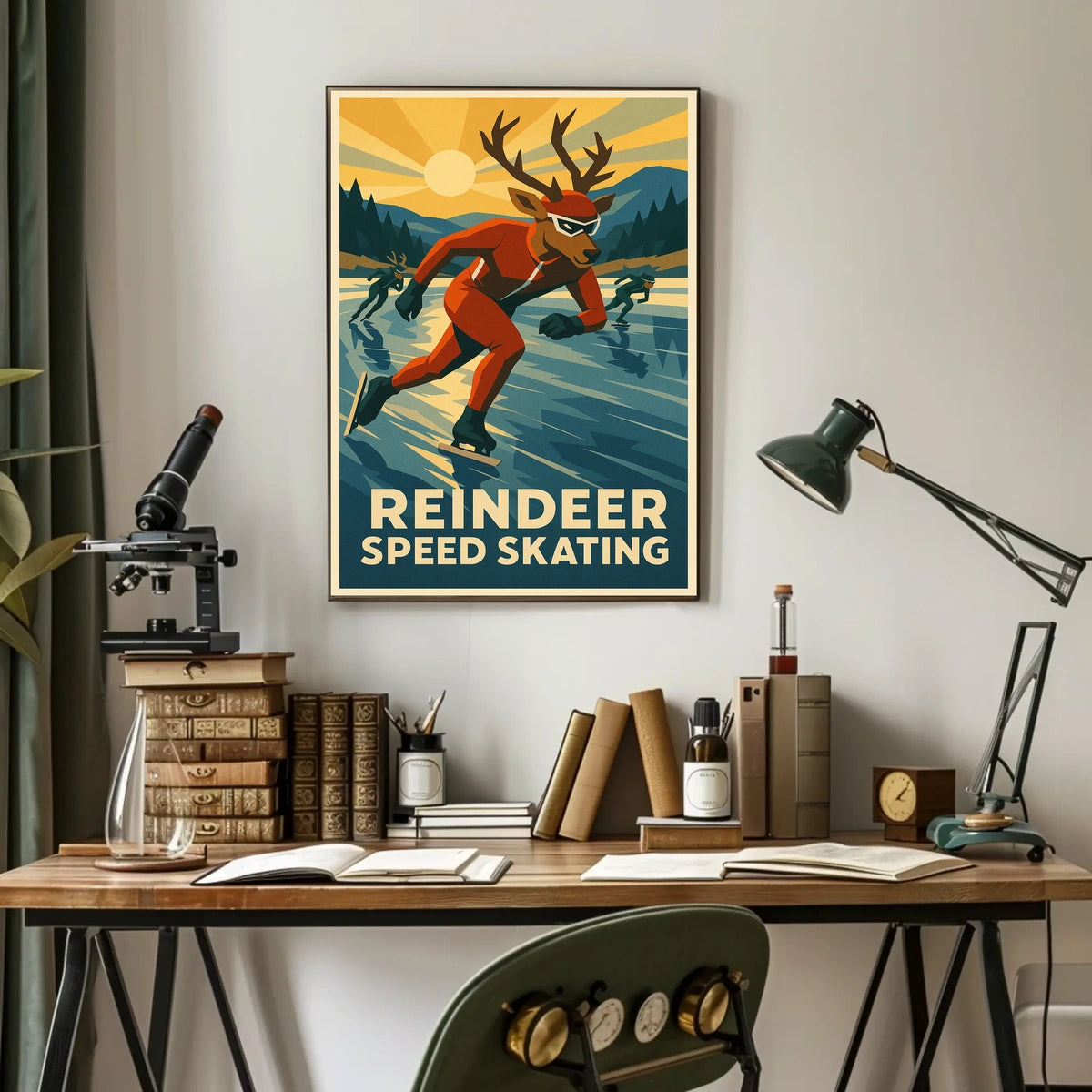 Reindeer Speed Skating Poster