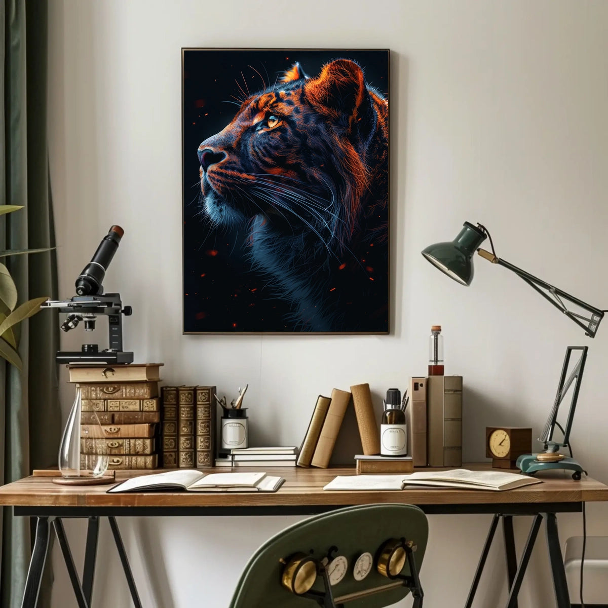 Majestic Tiger In The Night Poster