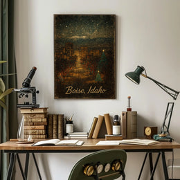 Winter Night In Boise, Idaho Poster