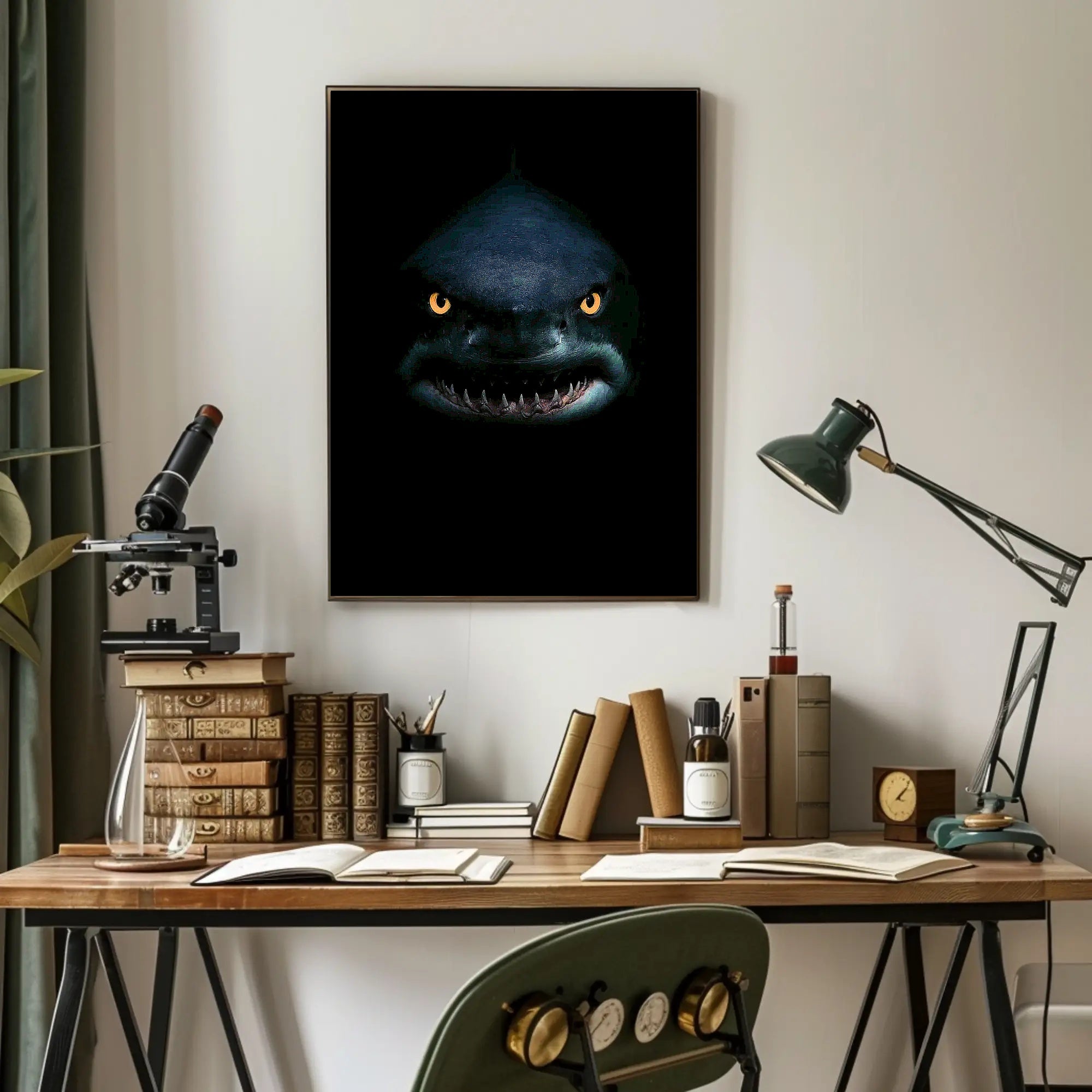 Shark's Menacing Glare: Realistic Animal Poster