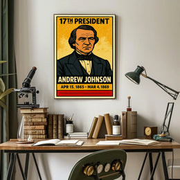 Andrew Johnson 17th President of the United States Inked Comic Style Poster
