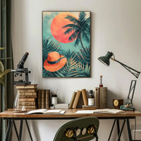 Panda Relaxing on Watermelon Art Poster PosterGoat