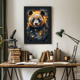 Vivid Abstract Cosmic Panda Animal Poster