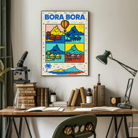 Tropical Bora Bora Pop Art Travel Poster PosterGoat