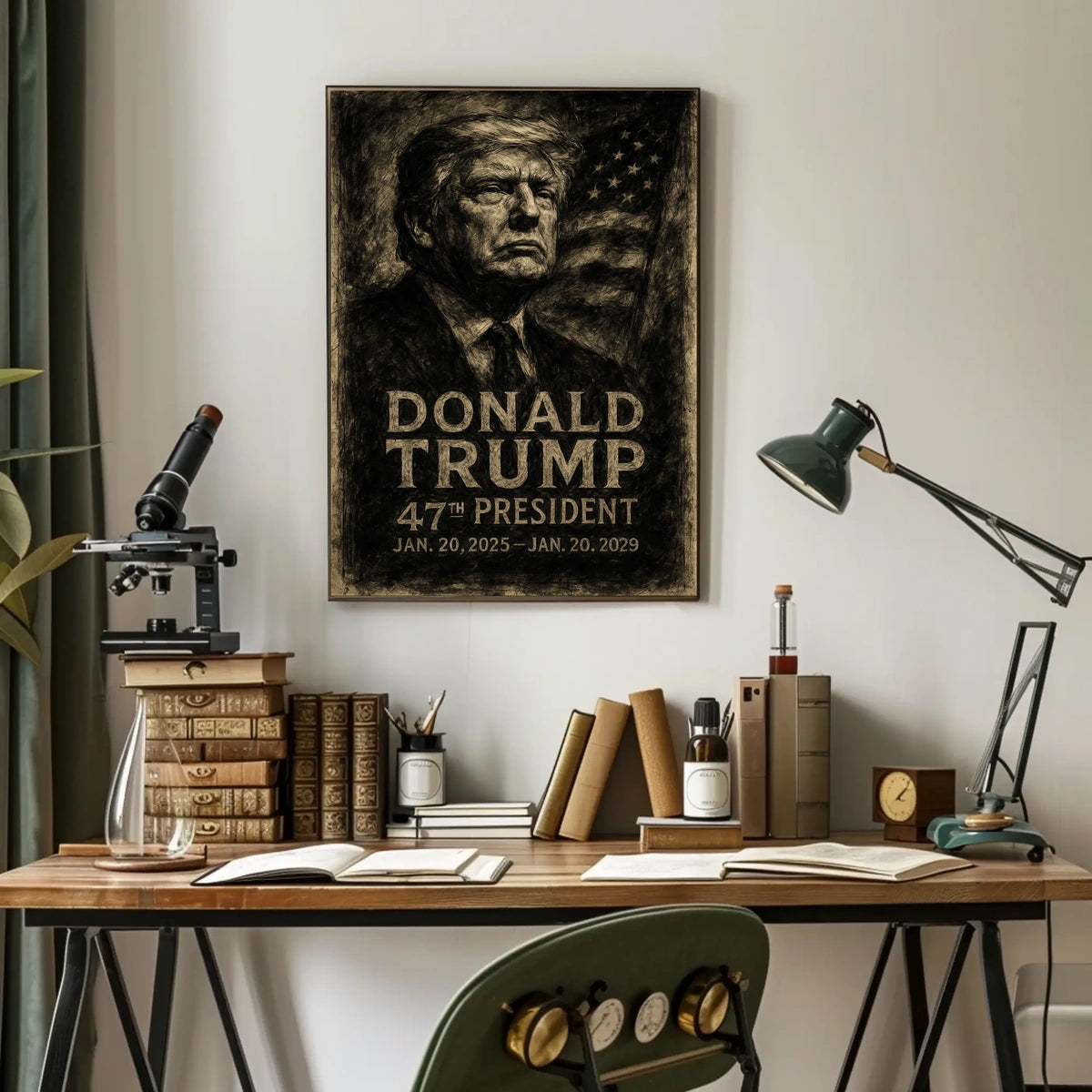 Donald Trump Charcoal Portrait: Historical or Presidential Poster
