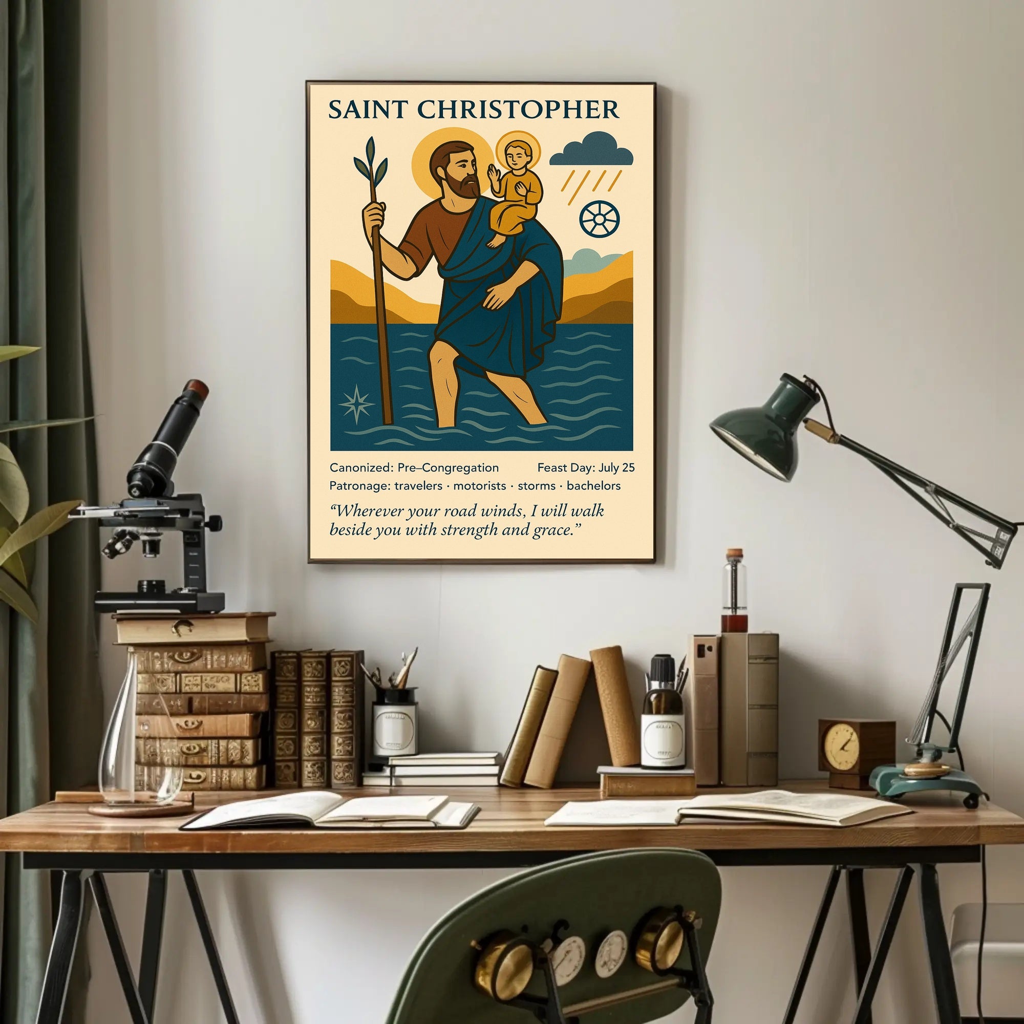 Saint Christopher Vintage Iconography in Mythology Poster