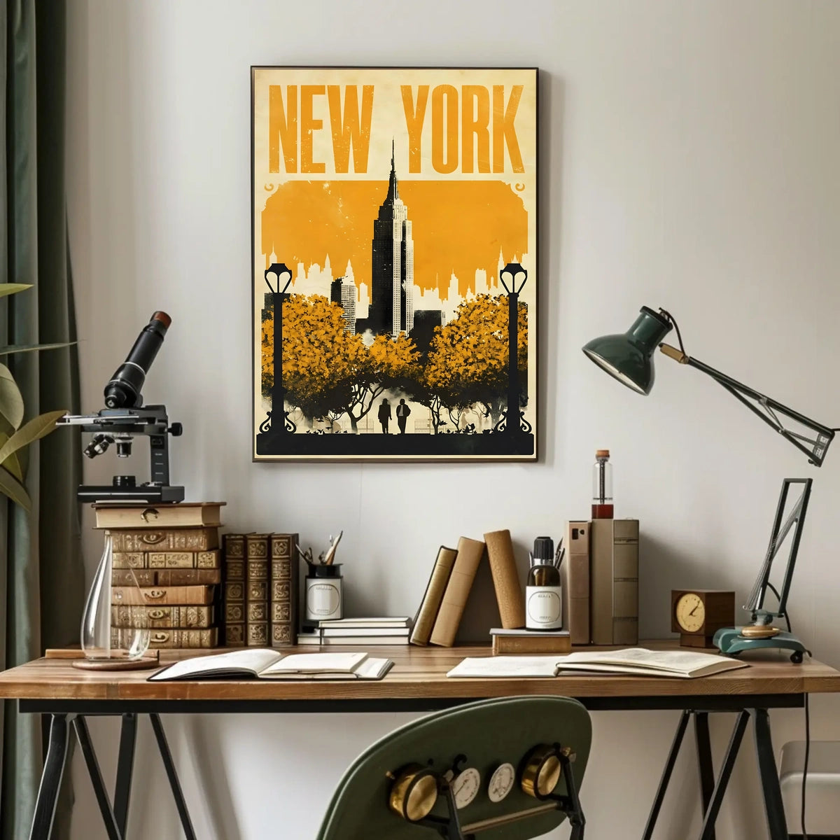 New York City Skyline Silhouette Poster Vintage Wall Art