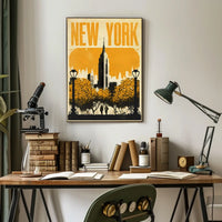New York City Skyline Silhouette Poster Vintage Wall Art