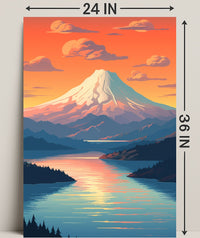 Majestic Mountain Sunset Poster PosterGoat