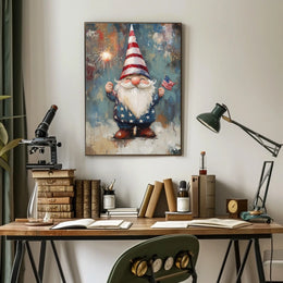 patriotic gnome holding a sparkler Poster