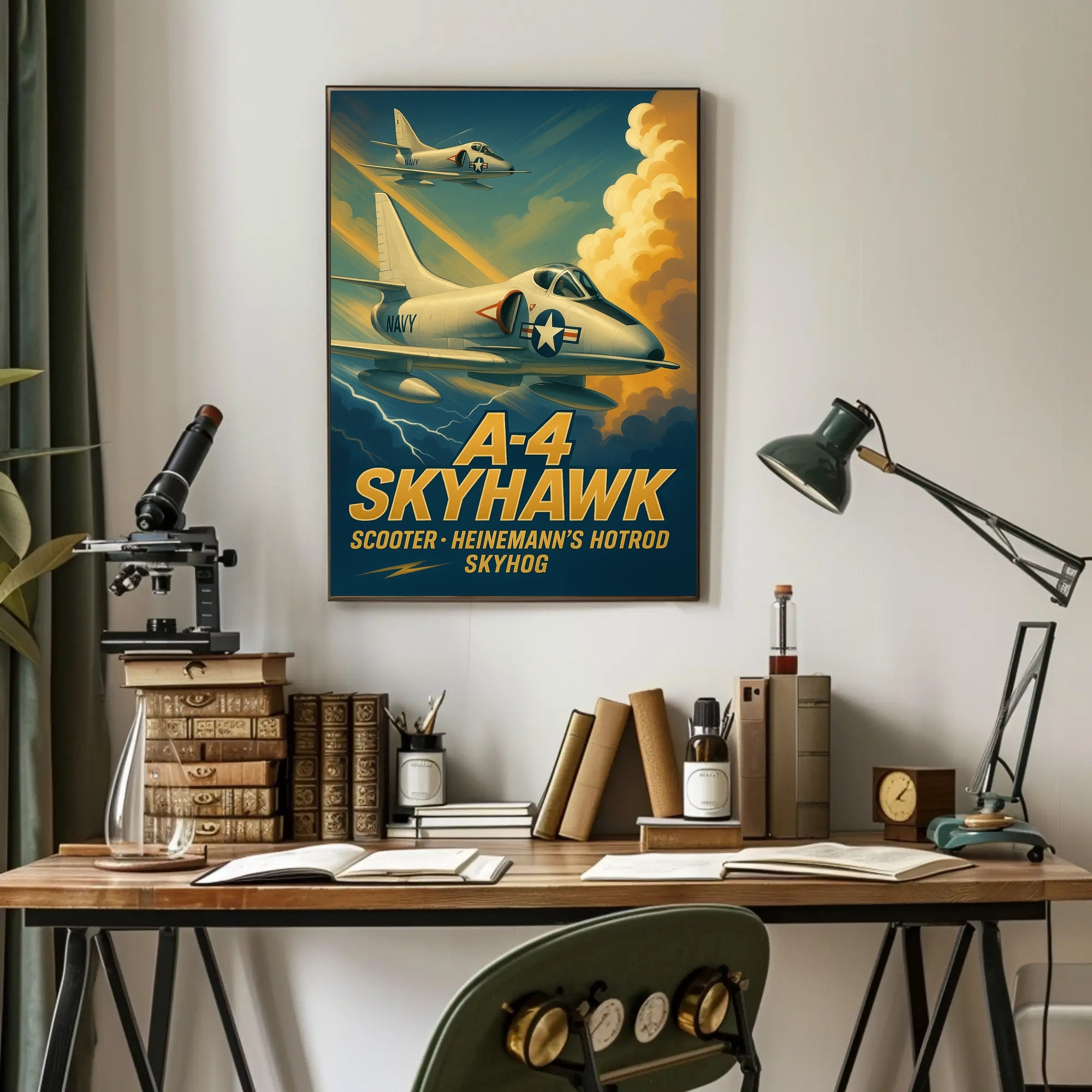 Skyhawk Jets Soaring Through Dramatic Sky Military Poster