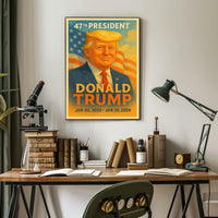 Commanding Presence Donald Trump and the American Banner Poster